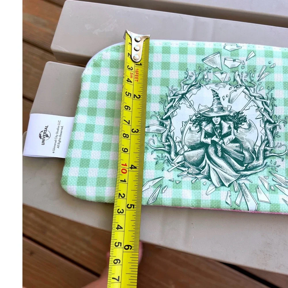 Yoobi‎ Wicked Katie Kime Pencil Zip Case Glinda Elphaba Gingham Pink Green NEW